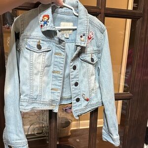 Light Blue Denim Jacket with Patches